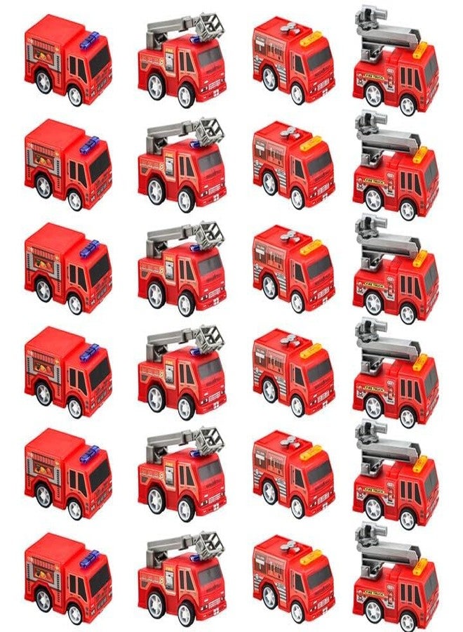 Conagel 24 Pcs Mini Pullback Fire Truck Toy Bulk Small Fire Trucks Toy Plastic Fire Engine Toy Trucks for Firefighter Birthday Party Supplies, 4 Styles - Image 2